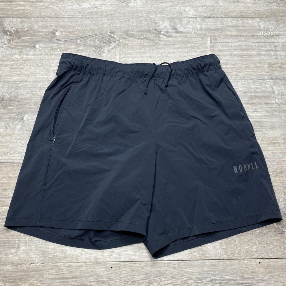 NOBULL Training Shorts Mens L Black Lightweight Zipper Pockets Gym Workout